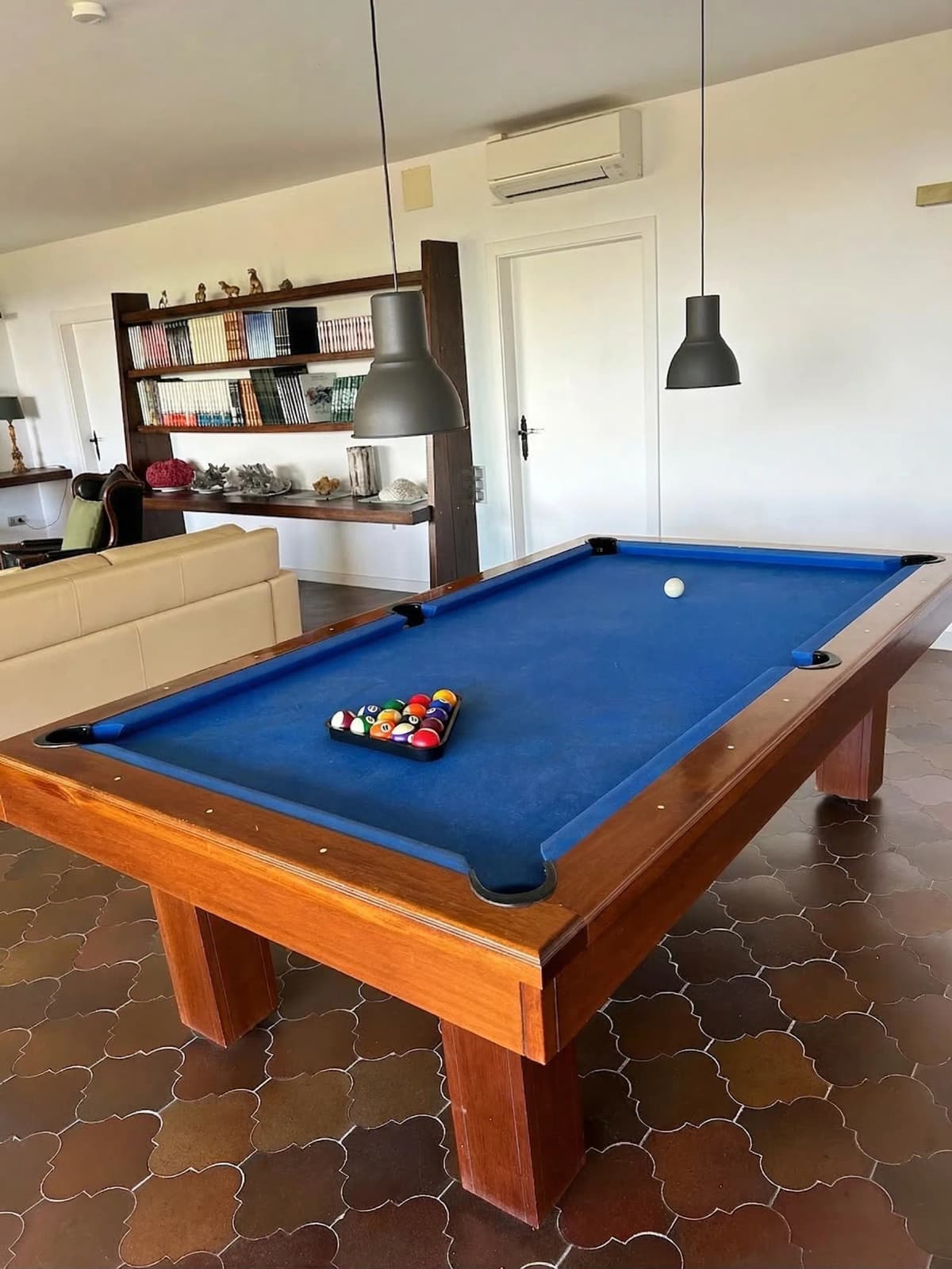 Pool table in spacious games room