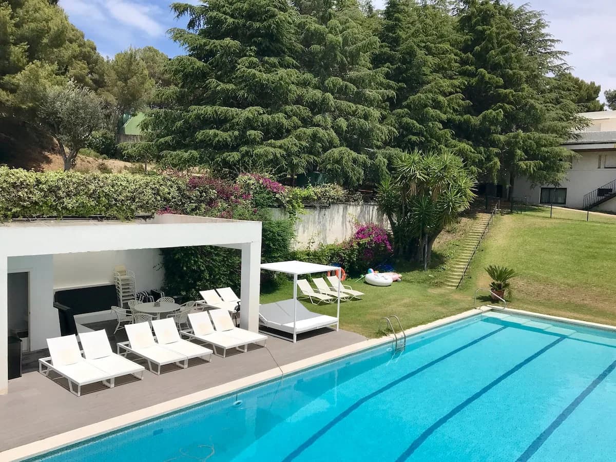 Designer sun loungers by the pool